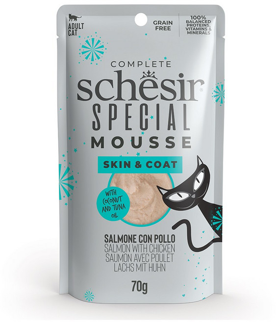 쉐지애 스페셜무스 주식파우치 고양이습식사료, 1개, 70g, 스킨앤코트 연어&닭고기