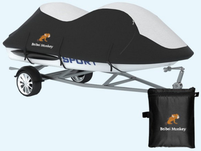 8피트 방수 제트 보트 커버 페이드 방지 UV 증거 PWC 커버 제트 스키용 트레일러형 제트스키 커버, 01 Dark Grey-M