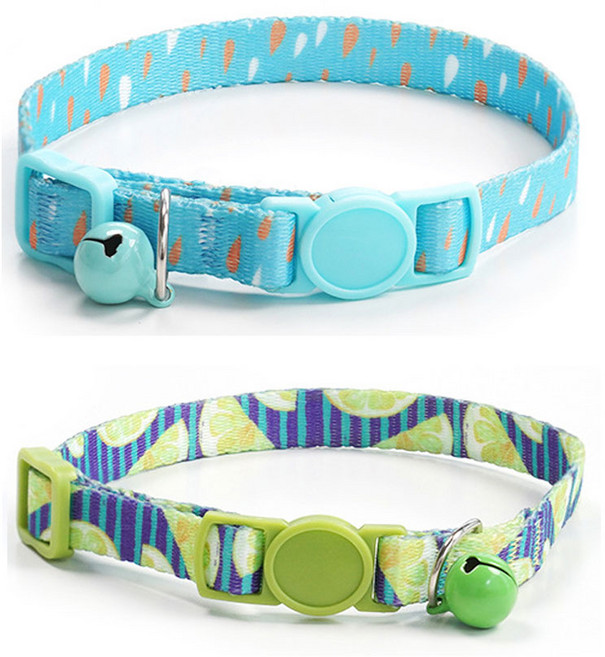 하니펫 반려동물 예쁜 칼라 방울 목걸이 2개, 1세트, 물방울+레몬
