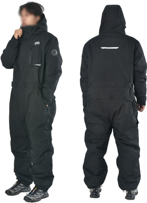 라이더무드 일체형 오토바이 방한복 겨울 스즈키복 스즈끼 배달 라이더 바이크 방한 용품, 블랙