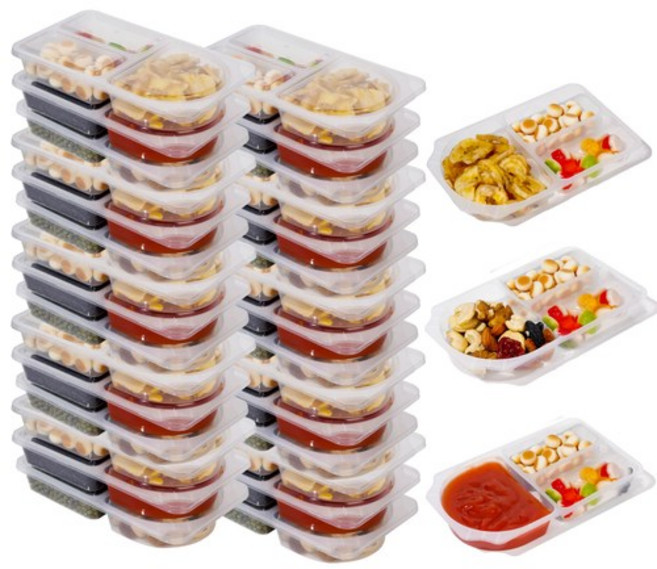 뉴밸류 3칸 스낵용기 간식 소분용기 260ML, 20개, 1개