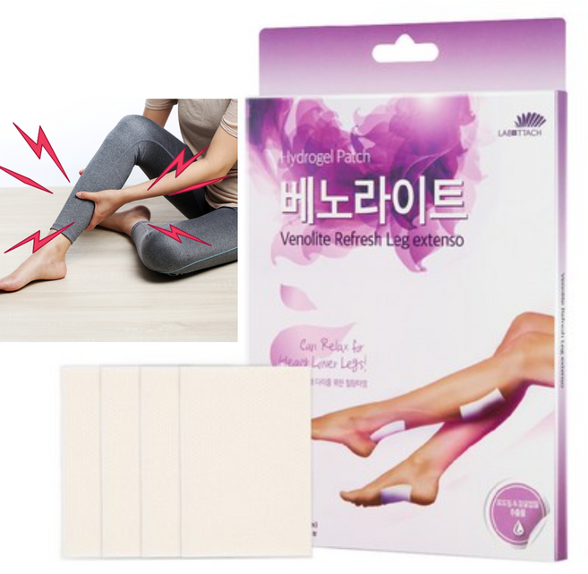 라보타치 베노라이트 쿨링 패치 다리 휴식 종아리 붓기 발바닥 피로 케어, 1개, 4개입