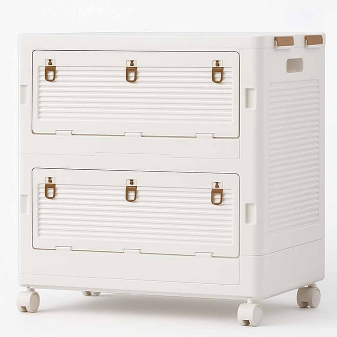 수납하마 빅사이즈 316L 접이식 수납함 측면오픈 듀얼오픈 가정용 정리함 리빙박스, 아이보리, 1개