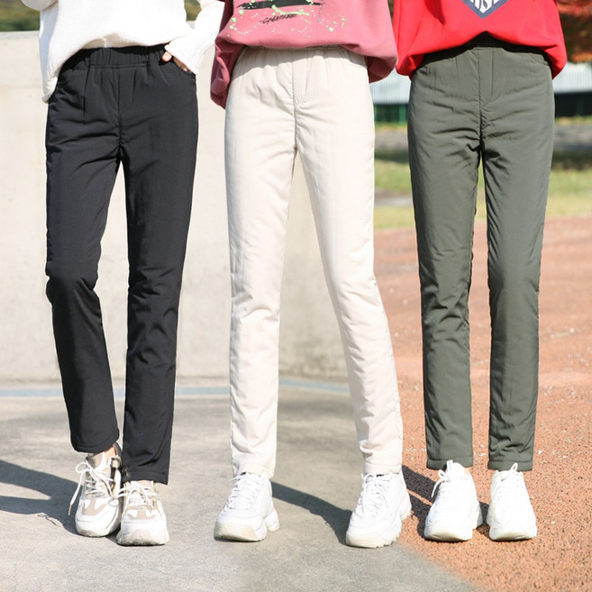 동대문스타일 여성 데일리 일자 패딩 바지 베이직 밴딩 웜 누빔 보온 팬츠 여자 스트레이트 심플 방한 PANTS