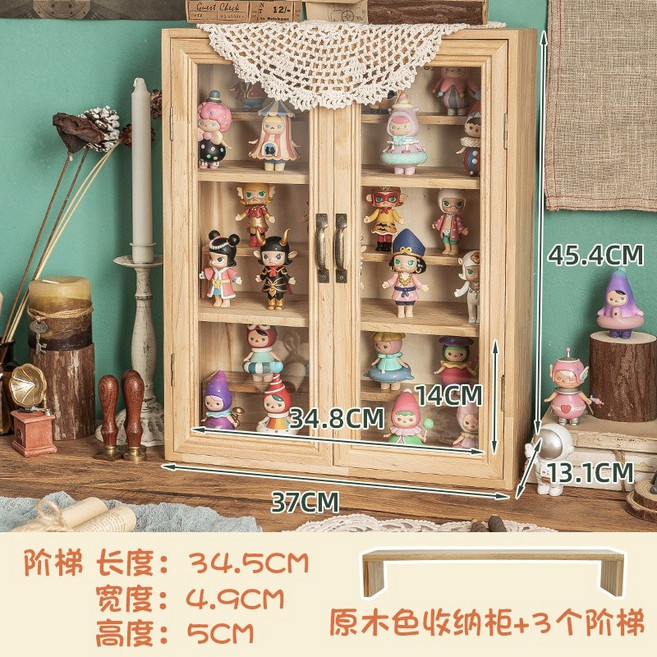 일공이오마켓 장식장가구 원목진열장 원목미니진열장 원목진열장선반 진열장 원목3단진열장, 나무색업그레이드