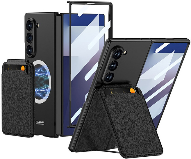 선인상사 갤럭시 Z폴드7 맥세이프 케이스 자석 카드지갑 강자력 맥세이프 강화유리보호 고급재질 지문방지 전면보호 거치대 케이스 하드 깔끔 케이스 ZF7-5