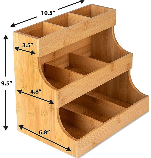 탕비실 티백 정리함 사무실 티박스 원목 녹차 차 트레이 보관함 3단 티 드립백 커피 진열대, 27x17x24cm, 1개