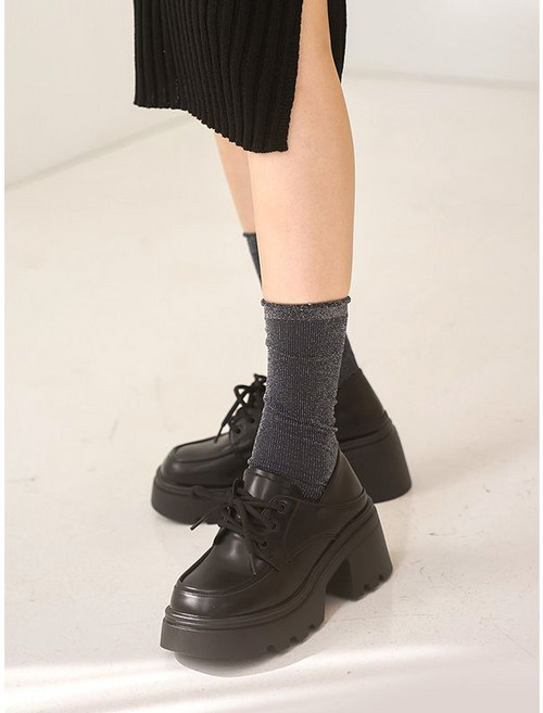 아리앤 레이스업 키높이 통굽 로퍼 7cm