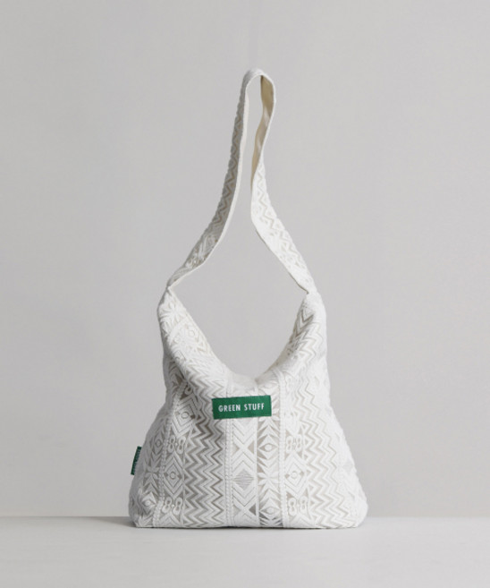 GREEN STUFF 심풀 쇼퍼백 62 에스닉 자수 레이스 - ivory