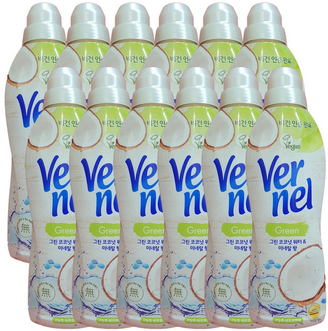 버넬 그린 코코넛 워터 앤 미네랄 향 섬유유연제, 900ml, 12개