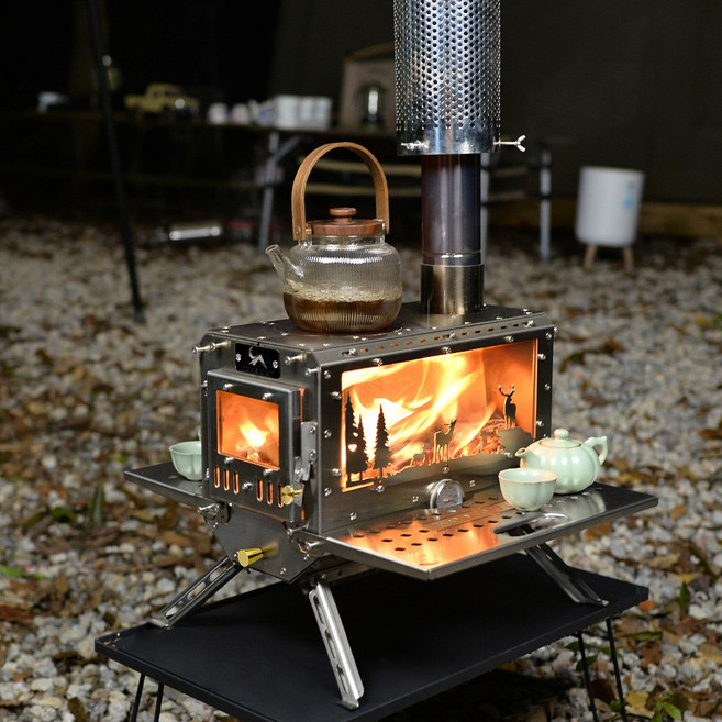 TOMOUNT 투마운트 엘프 GY2 감성 스토브 304 화목난로, 1세트, 은색