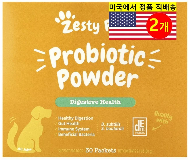 Zesty Paws 강아지용 장 소화 면역 건강 관리 프로바이오틱스 호박 파우더 30개입 60g 1개, 2개 - 쿠팡