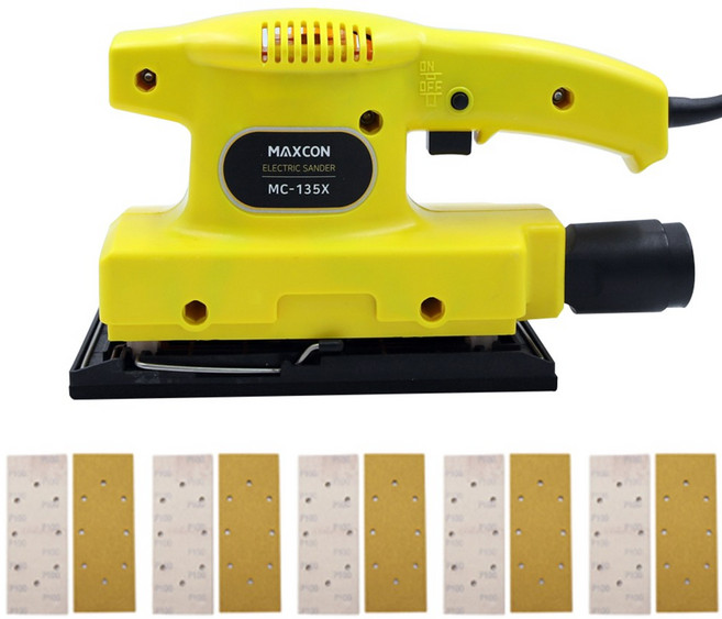 맥스콘 전기 오비탈 사각샌더 135W 샌딩페이퍼10장포함구성, 1개