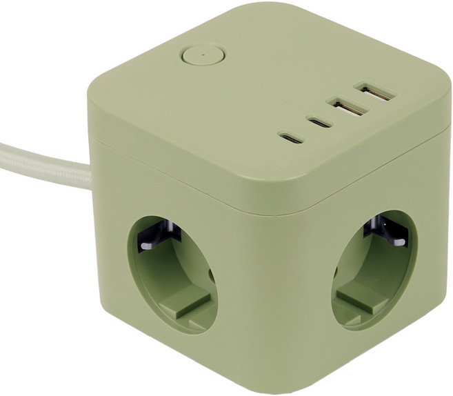 라이프썸 큐브 멀티탭 3구 4포트 USB C타입 1.8m (LFS-HA53) 10종 택1, 1개, 세이지그린