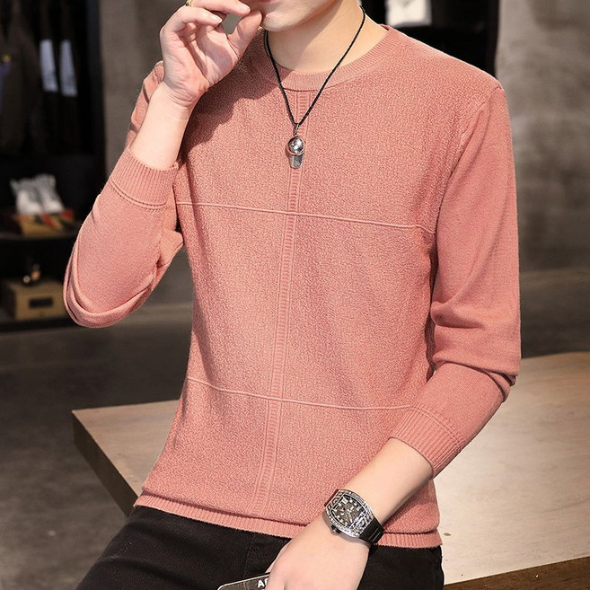 Neirny 남자 라운드넥 긴팔 니트 티셔츠 봄가을 간절기 니트 레깅스 슬림핏 이너 스웨터 솔리드 루즈핏 풀오버 상의