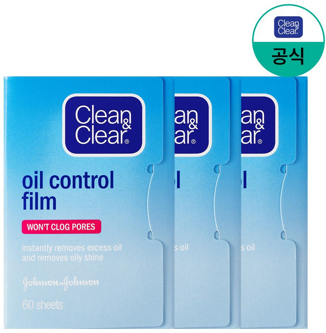 클린앤클리어 오일 컨트롤 필름, 60매입, 3개