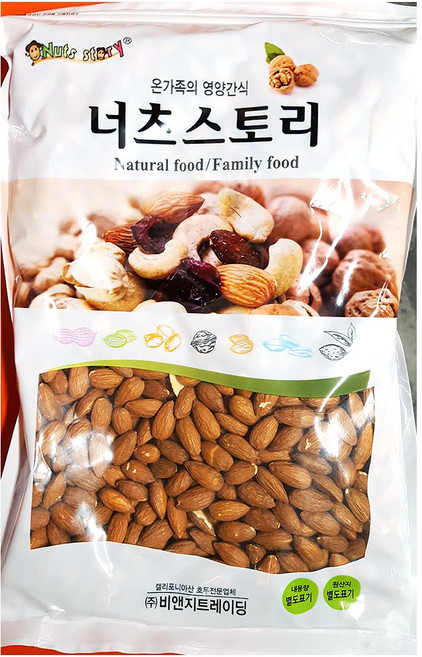 비앤지 너츠스토리 볶음아몬드 1kg 어린이간식 견과류, 1개, 본상품선택