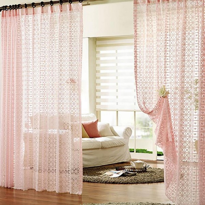 D 리프 국내산 레이스 커튼 핑크 300x230 2장