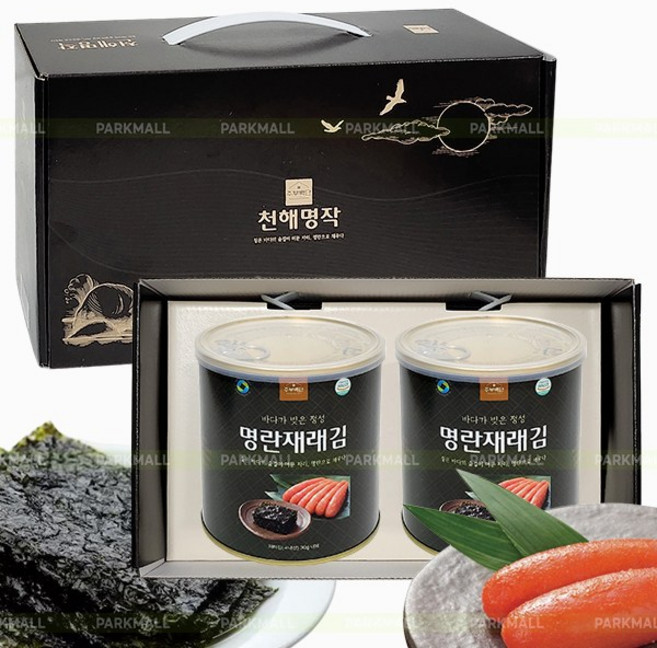 주부백단 천해명작 명란재래김 선물세트 2캔 (캔김 선물세트 국내산김)
