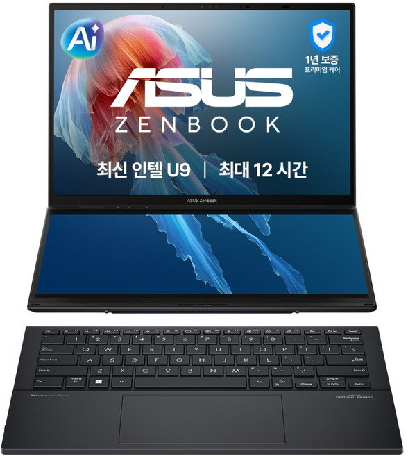 에이수스 2026 젠북듀오 14 OLED FHD 인텔코어 Ultra9, UX8406CA-QL291W, WIN11 Home, 32GB, 2TB, 잉크웰 그레이