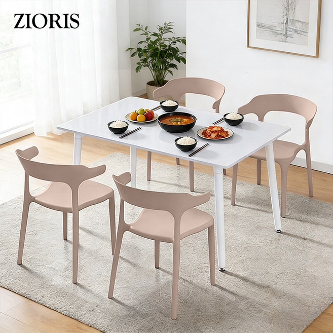 지오리스 감성가득 인테리어 카페st 등받이 식탁 의자 4p 세트, 베이지, 4개