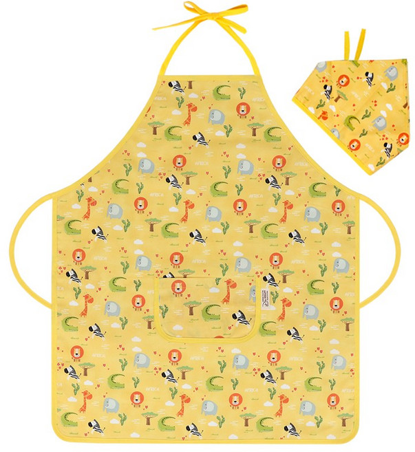 더해피 목끈형 아동 앞치마+두건 모음