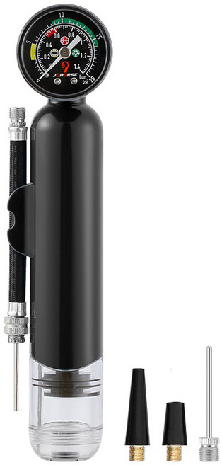 조조포 풍선 축구공 농구공 휴대용 압력게이지 공기압 측정 에어펌프, 블랙, 1개