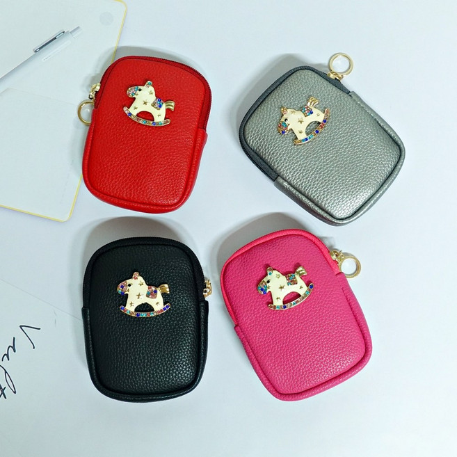 이앤힐 국산 미니 파우치 동전 카드 지갑 담배 화장품 소품 여성 휴대용 큐빅 사각 가죽 이앤힐 목마스퀘어