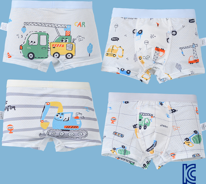 와이비비 남아 아이스실크 쿨 메쉬 포크레인 드로즈 사각팬티 4종세트