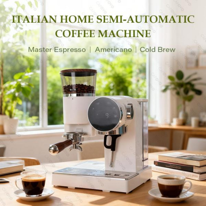 카포보 CG01 15바 58mm 반자동 에스프레소 머신 그라인더 포함 30단계 그라인더 콜드 브루 커피 메이커 가정용 카페용, EU, 220 240V 50 60Hz