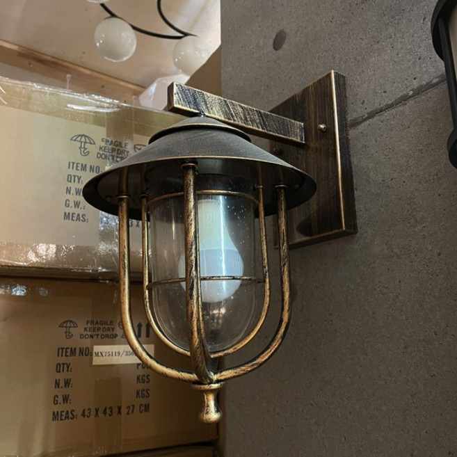 雨果燈飾 手工鍛造鍍鋅壁燈 戶外防水防銹 304不銹鋼 陽臺露臺外牆燈, 手刷古銅色 / 清玻 戶外鍍鋅防銹