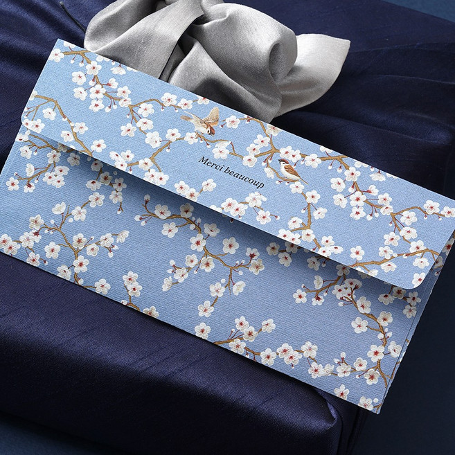 참새와 봄꽃 용돈봉투, 10개, 블루