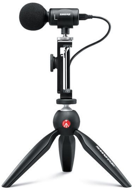 슈어 1인 미디어 콘텐츠 제작용 스마트폰 마이크 VIDEO KIT 블랙, MV88+