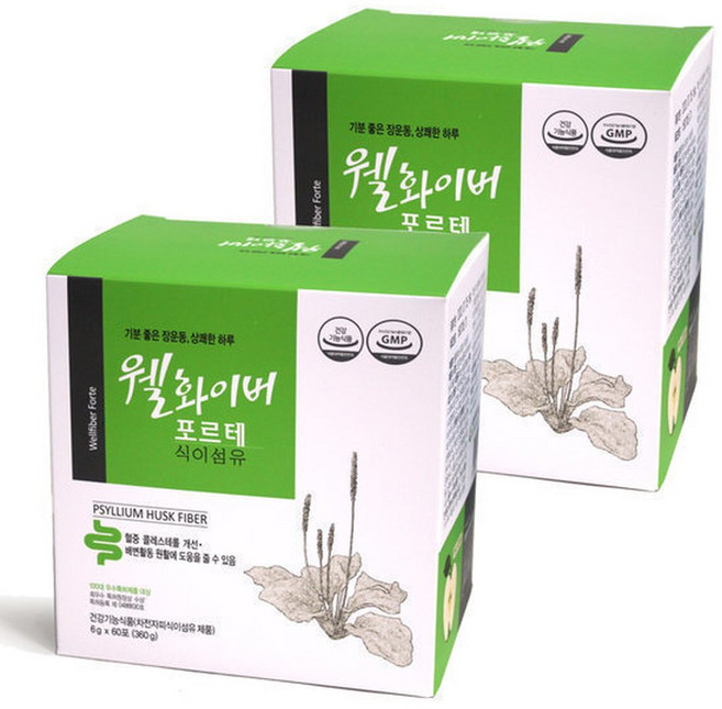 웰화이버 포르테 차전자피 식이섬유 2박스, 360g