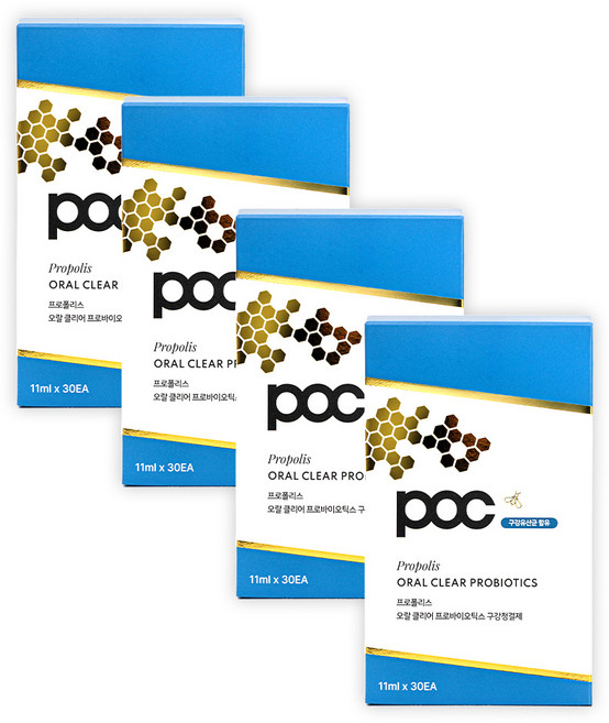 POC 프로폴리스 유산균 오랄클리어 일회용 가글, 4개, 330ml