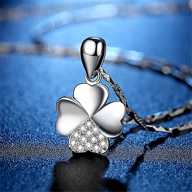 실버 네잎클로버 펜던트 단품 마이크로 세팅 큐빅 포인트 여성 행운 참