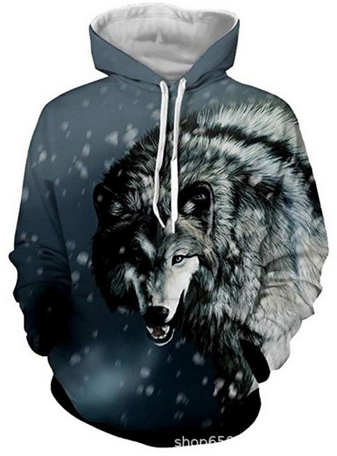 남성 캐쥬얼 기본 긴팔 맨투맨 초원늑대 3D 프린트 후드티 야광 늑대인간 뉴타임즈 01CW1111