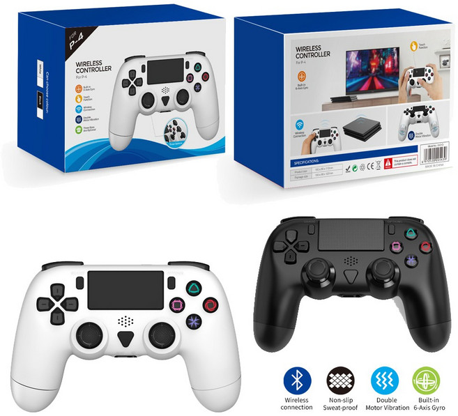 DOBE 도비 PS4 클론 무선 컨트롤러 [블루투스 PC유선 자이로 듀얼모터 터치패드 헤드폰잭 C타입 듀얼쇼크4호환], 블랙, 1개