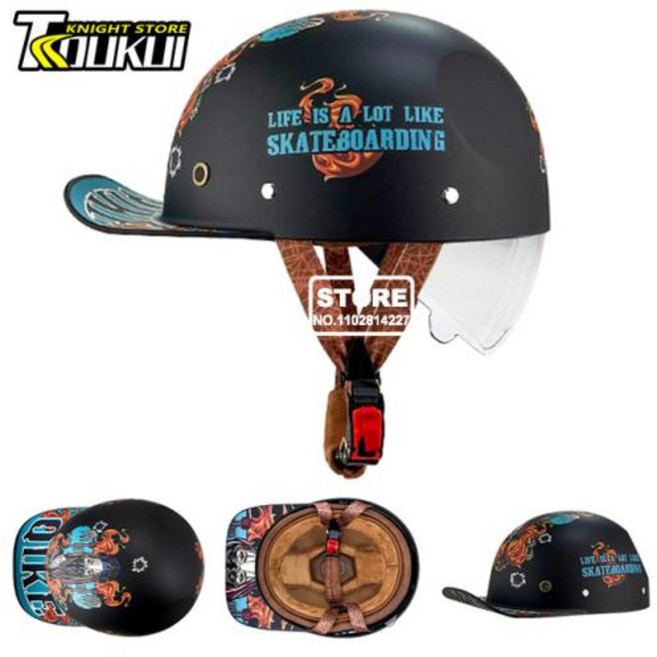 남녀공용 오토바이 하프 헬멧 야구 모자 사이클링 헬멧 신제품, 19) QKE005-5-XL