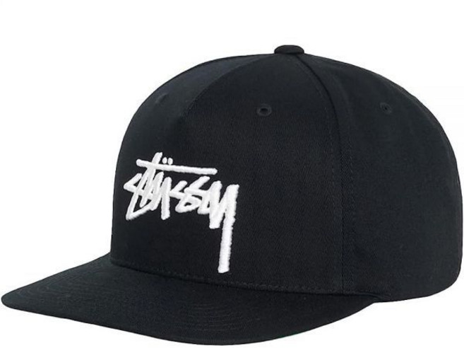 Stussy 1311052 스냅백 캡 작업 스톡 로고 캡, 56.0-62.0 cm, Black