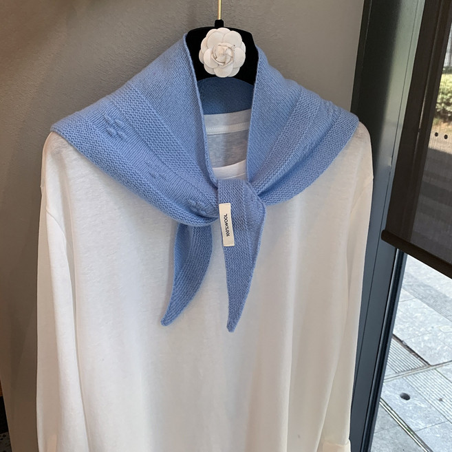 젬버트 여성 고급 부드러운 꽈배기 울100% 니트 숄 삼각 스카프 머플러