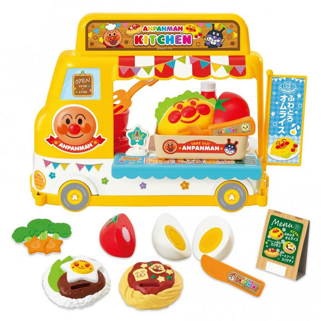 일본 앙팡맨 호빵맨 장난감 키친카 푸드트럭 세트, 1개