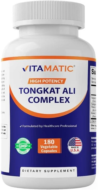 Vitamatic 통캇 알리 추출물 200:1 남성용 추출물 (롱잭) Eurycoma Longifolia - 1회 제공량당 1800mg - Fadogia Agrestis 20:, 1개, 180정 - 쿠팡
