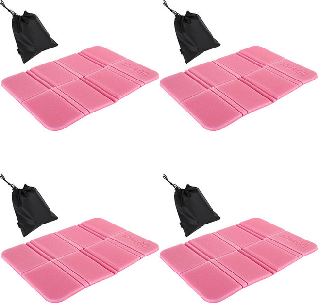 오마이남친 휴대용 접이식 등산방석, 핑크 4개+파우치 4개