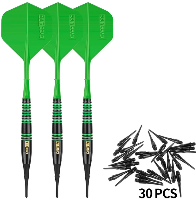 CyeeLife-구리 다트 배럴 소프트 다트 바 게임 30소프트 다트 팁 6가지 색상 18g, 01 CHINA, 03 green