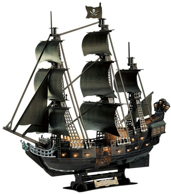 대항해시대 앤여왕의복수 유명배 LED 키덜트퍼즐 키덜트취미 세계사 전투함 LED퍼즐, 1개