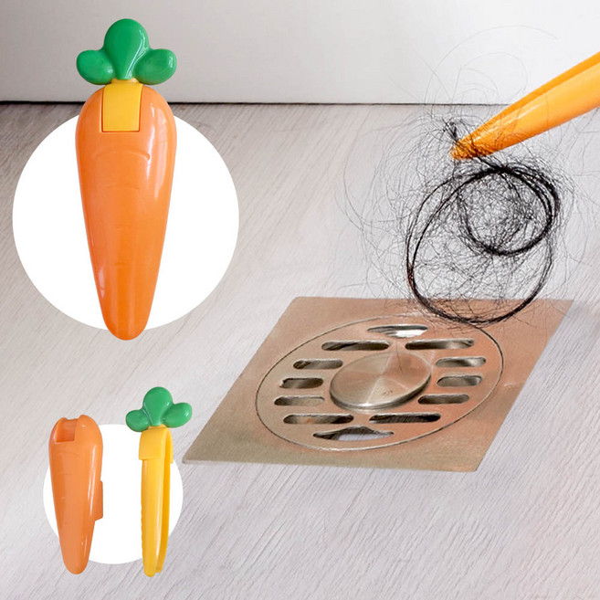 깔끔더하기 하수구 머리카락 제거 당근 집게, 1개, 주항색