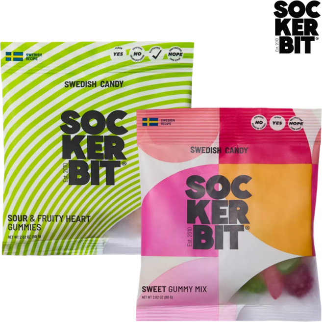 [SOCKERBIT] [1+1] 스웨디시 젤리 스웨덴 캔디 Sockerbit 사워 앤 프루티 80g + 스위트 믹스 80g Sockerbit Swedish Candy Mix