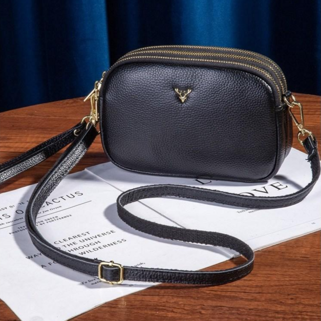 여성 3지퍼 크로스백 미니 휴대폰 가방