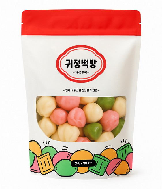 귀정떡방 굳지않는 말랑 삼색 모듬 꿀떡 아이 영양 간식 아침식사대용, 1세트, 500g